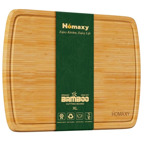 Extra Large Bamboo Cutting Boards for Kitchen (Single-Tone / 18"L x 12.5"W)