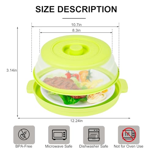 10.7 Inch Microwave Food Cover with Heat Insulation Mat (Green)