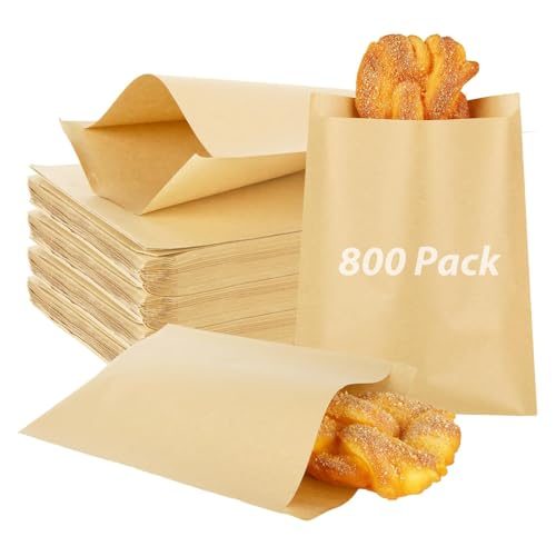 Wax Paper Sandwich Bags 8x6 inch Wax Paper Bags for Food (Kraft-800PCS / 8x6 inch)