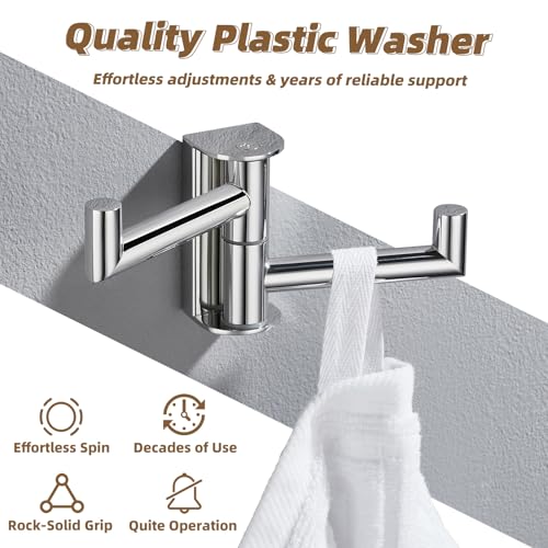 Polished Chrome Swivel Towel Hook with 2 Rotating Arm (1 Pack / Polished Chrome)