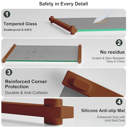 Glass Cutting Boards for Kitchen (Coffee-colored)