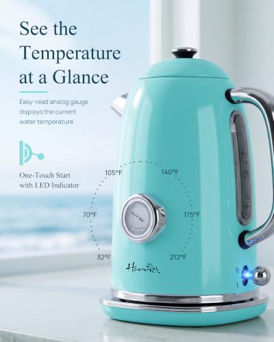 61oz Electric Kettle with Thermometer (Coastal Blue)