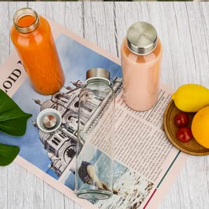 Clear Glass Bottles with Lids (Clear Glass Bottle 10Pack / 24 Ounces)