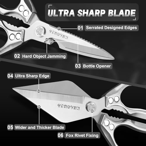 Kitchen Scissors Set for Food with Sharp Bone (Dark Gray)