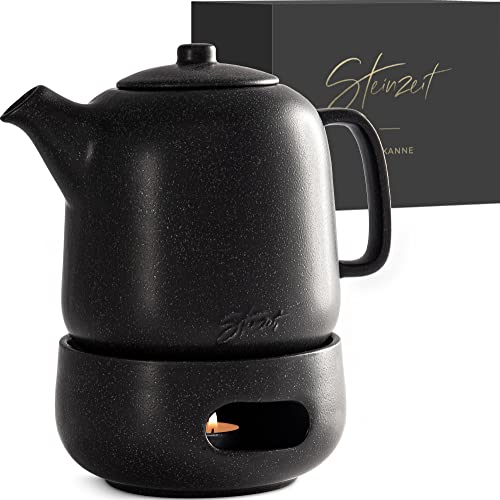 Design Tea Pot with Warmer (44 oz with warmer / Black)
