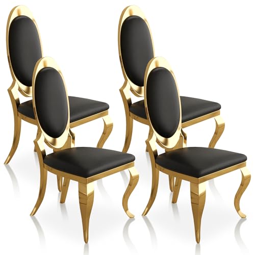 Modern Dining Chairs Set of 4 (Black/Gold / Set of 4)