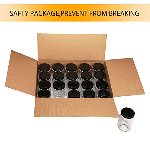 20 Pack Mason Jars (12oz - Black Lid)