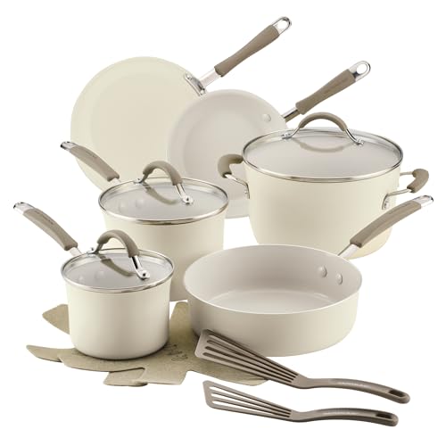 Cucina Ceramic Nonstick Cookware Pots and Pans Set (Almond / 13 Piece Ceramic)