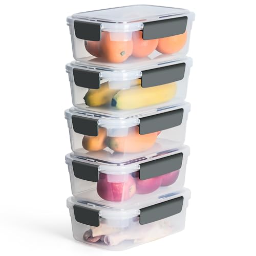 9 cup Plastic Food Storage Containers with Lids Nestable Freezer Dishwasher Safe Rectangle Meal Prep Container Set (9 cups)