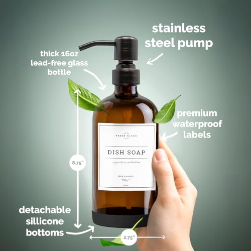 Amber Glass Soap Dispenser (Amber Bottle / Round Oil Rubbed Bronze Pump)