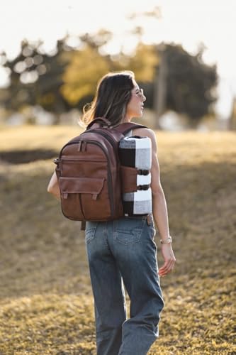 Genuine Leather Picnic Backpack for 4 (Blue)