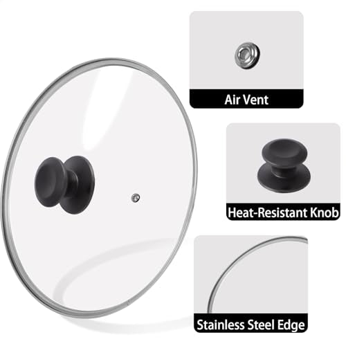 11 inch Tempered Glass Lid for Pots (11'' / Black)