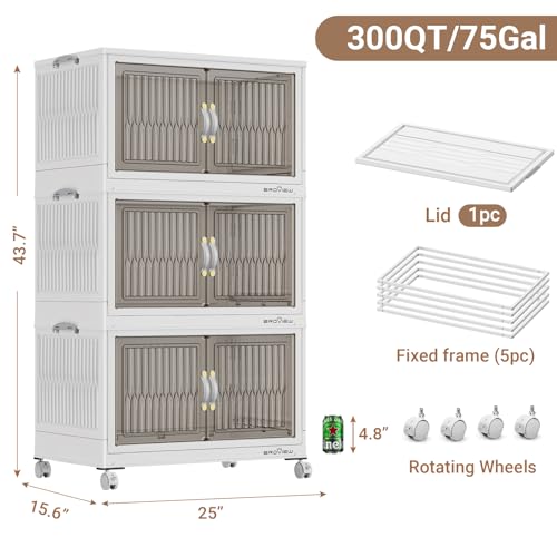 300Qt Stackable Storage Bins with Lid (3 Count)