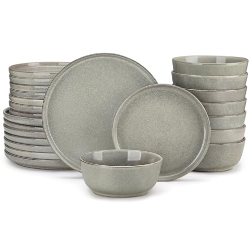 ANYA 24 Pieces Plates and Bowls Set (Stone Gray / 24 Pcs (Service for 8))