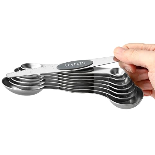 Stainless Steel Magnetic Measuring Spoons Set of 8 (Gray / 1-Pack)