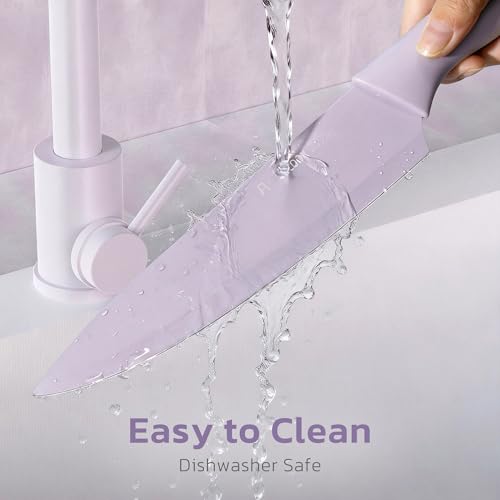 Knife Set 13 Pieces Kitchen Knives Set with Healthy Anti (Purple)