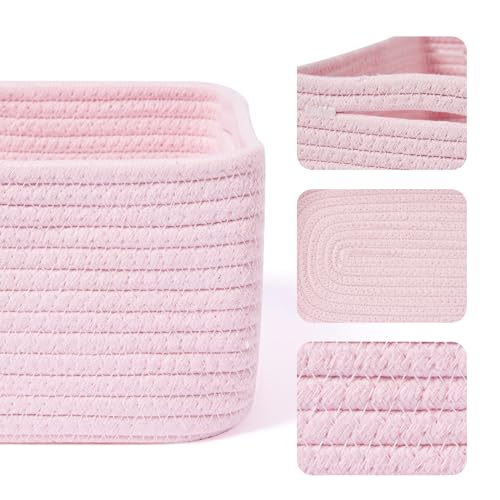 Small Storage Baskets for Organizing (3pcs-L13xW8.5xH5.1" / Pink)