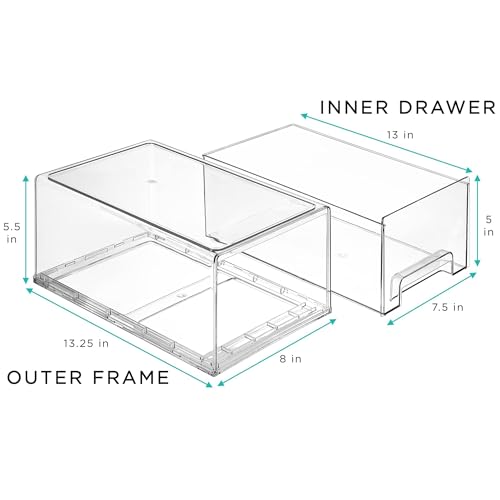 Clear Storage Drawers for Refrigerator (6 Pack / Large)