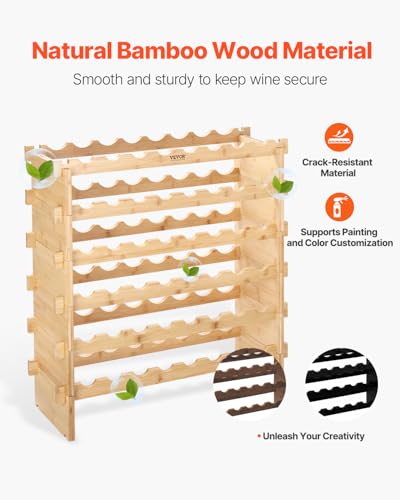 6 Tier 48 Bottles Stackable Modular Wine Rack (Natural Wood Color / 6-Tier 48 Bottles)
