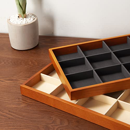 Solid Wood Jewelry Tray (Grey 12 grid tray)