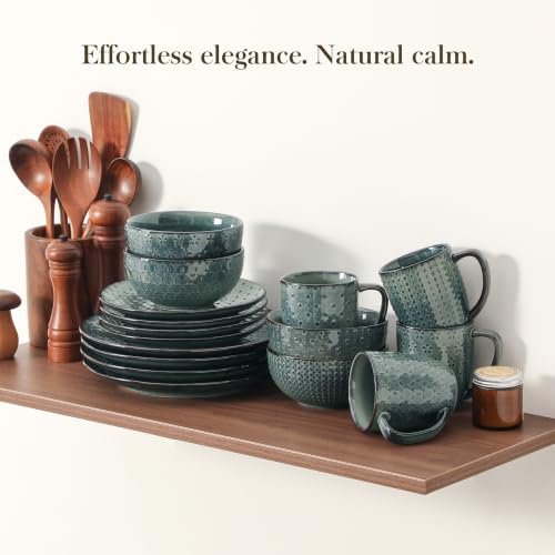 16 Pieces Dinnerware Sets (Green / Service for 4 (16 Pcs))