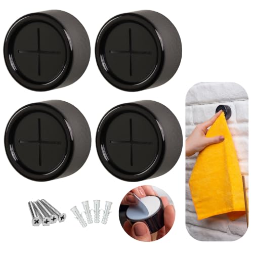 Self Adhesive Dish Towel Holder Hooks (4 Pack / Black Pearl)