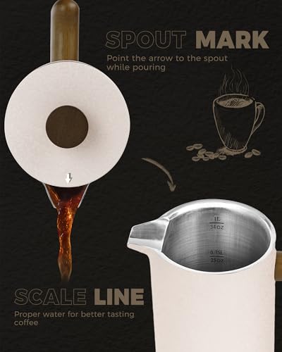 POLIVIAR French Press Coffee Maker (Crack Beige)