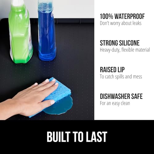 Waterproof Silicone Under Sink Mat (Black / 46"w X 22"l)