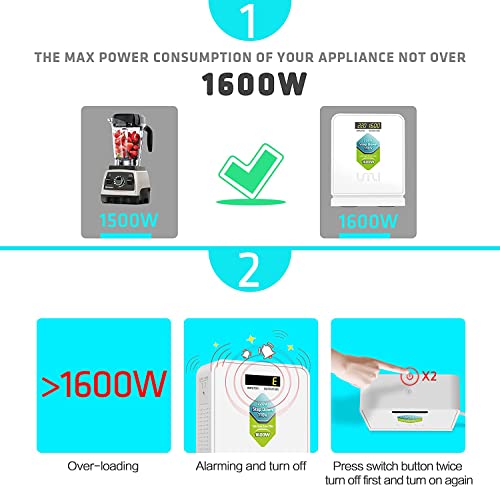 Step Down Transformer 220v to 110v 1600W Use Europe Appliances in US (1600W-220V to 110V)