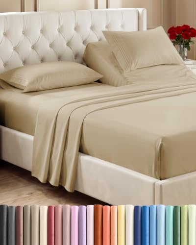Flex Top Split Head King 4 Piece Sheet Set (13 - Beige / Split Head/Flex Top)