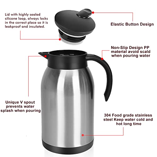 40oz Stainless Steel Thermal Coffee Carafe Dispenser (40oz,Silver / 40 Ounces)