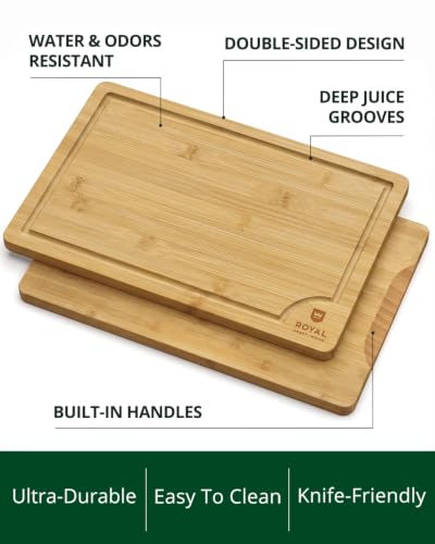 Wooden Cutting Boards for Kitchen Meal Prep & Serving (2-Piece / Natural)
