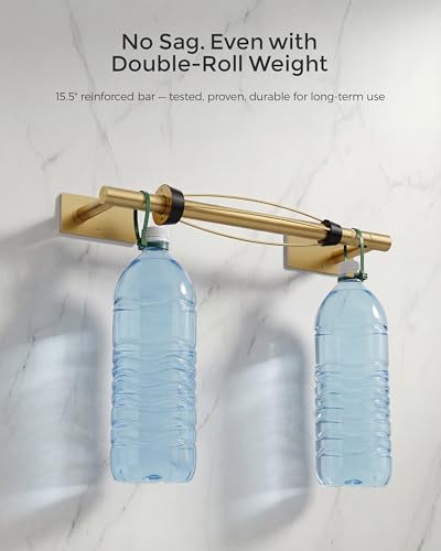 Gold Paper Towel Holder Under Cabinet with Damping Self Adhesive (Gold / One Hand Tear Holder)