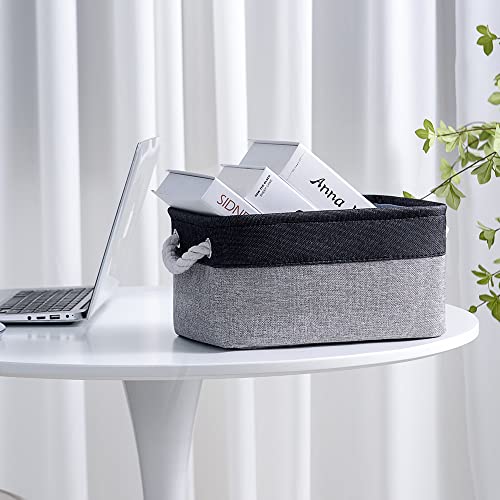 Storage Basket for Organizing (Black&Grey / 3PCS/Medium -13.8Lx9.8Wx6.7H)