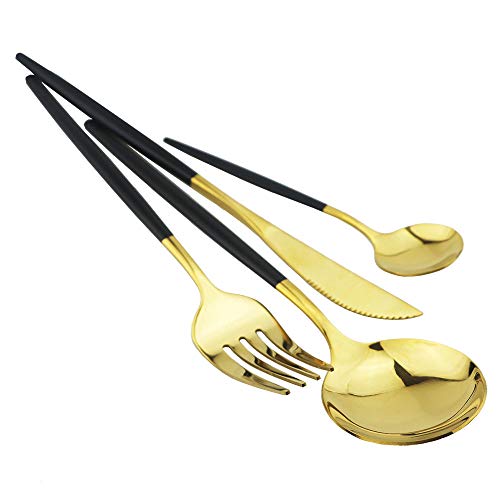 Black GoldSilverware Set (Service for 4 / Black/Gold)