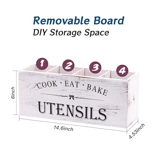 Kitchen Utensil Holder for Counter or Countertop (White Utensil Holder 4)