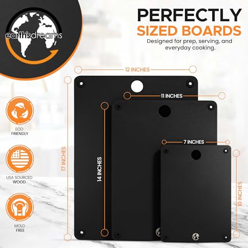Composite Wood Cutting Board Set of 3 (Black)