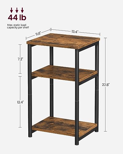 Side Table Small End Table (Rustic Brown + Ink Black)