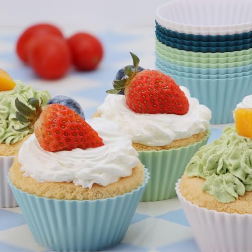 Silicone Baking Muffin Cups 12 Pack (Neutral Colors / Standard)