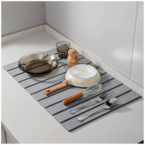 Stone Drying Mat for Kitchen Counter (Medium Gray B / 23.6" x 15.4")