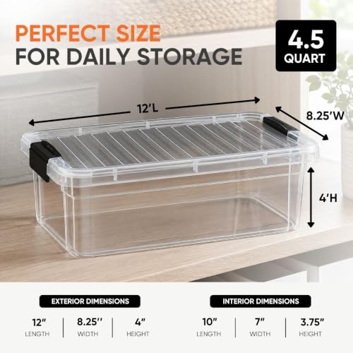 4.5 Quart Clear Plastic Storage Containers with Lids (4.5 Quart)