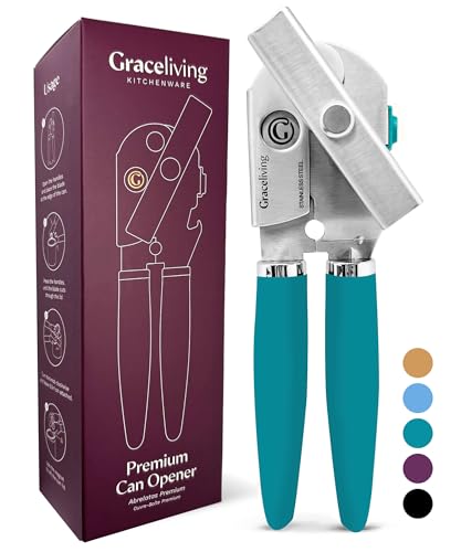 Heavy Duty Manual Can Opener with Magnetic Lid Lifter (Teal)