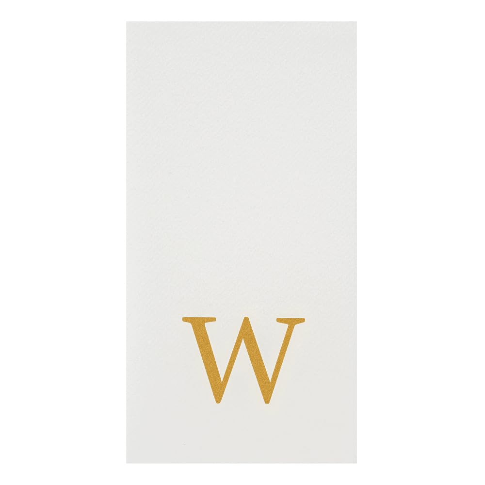 Paper Rectangle Gold Letter W Linen (Gold / 2000 Count / W)