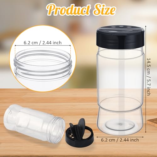 10.1 oz 30 Pack Plastic Spice Jars with Shaker Lids Clear Seasoning Containers Spice Bottles for Kitchen Storing Herbs Seasoning Powders