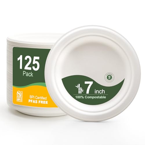 7 Inch Paper Plates 125 (White / 7Inch（125 PCS）)