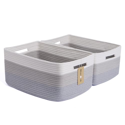 Large Storage Baskets for Shelves (2pcs-L17×W13×H7.5" / Gradient Grey)