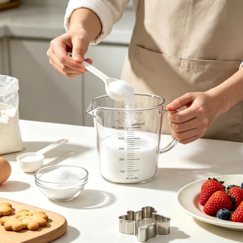 Glass Measuring Cups High Borosilicate 500ML 2CUPS [Insulated Handle (500ml)