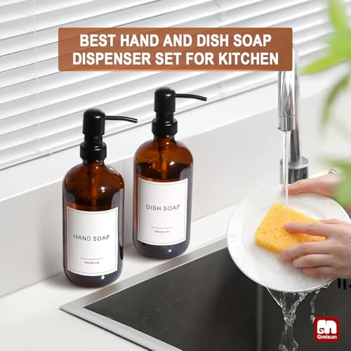 Amber Glass Soap Dispenser (Amber Bottle + Black Pump / 8 Pack)