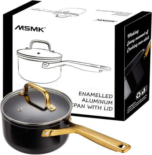 1.5 QT Ceramic Enamel Saucepan with Lid (1.5 Quarts)