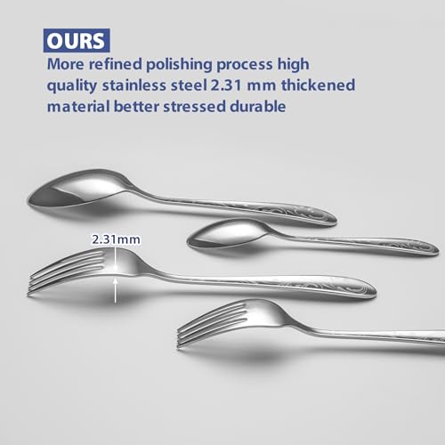 40 Piece Silverware Set Service for 8 (Silver Leaves)